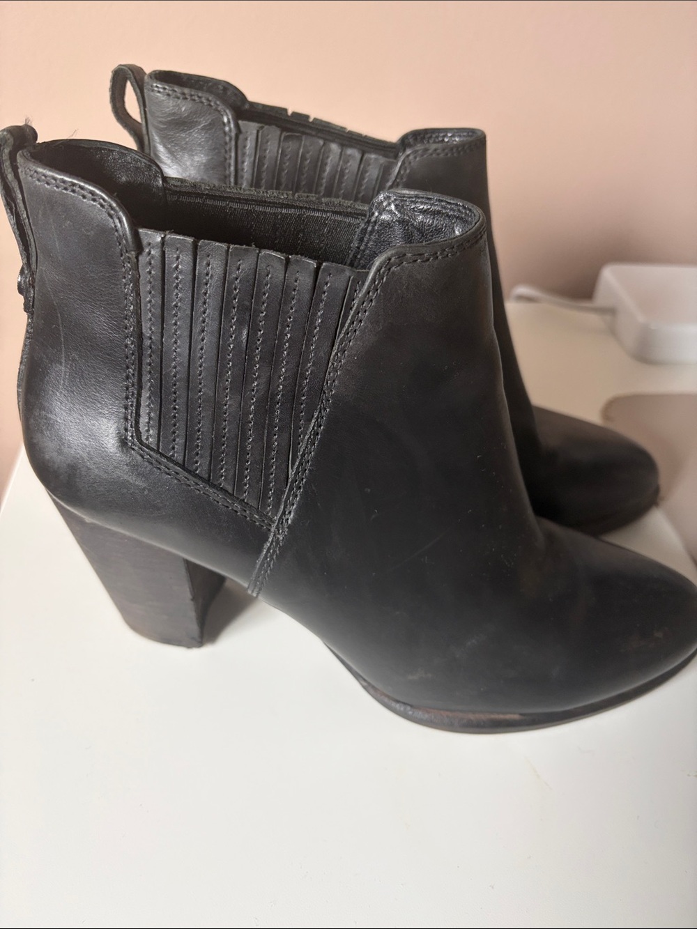 UGG Black Leather Chelsea Ankle Boots